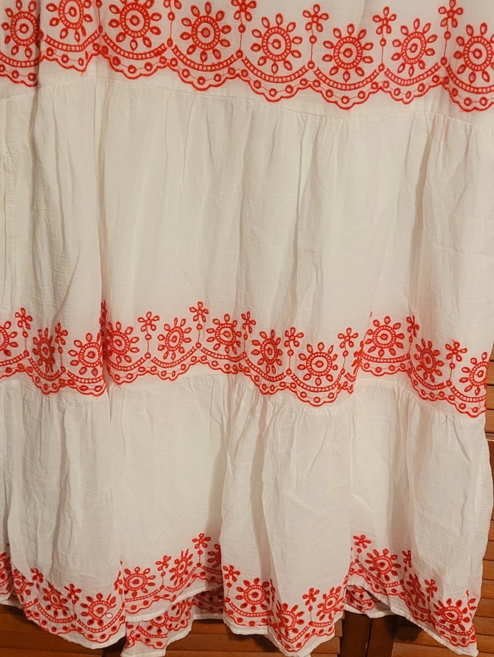 Crown & Ivy Cream Tassel Tie Peasant Tunic Dress Size Large - Picture 5 of 6